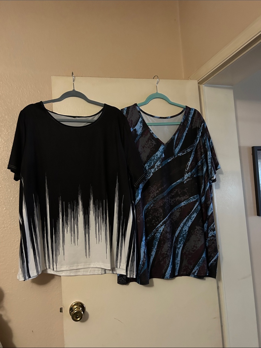 SHEIN Black and Blue Printed Short Sleeve Tops Set size 3XL